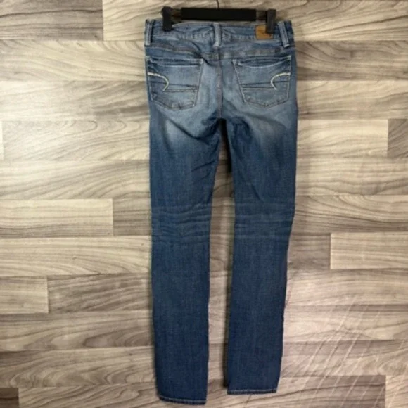 American Eagle Outfitters Skinny Jeans Womens 4 Blue Distressed Stone Wash Denim - Picture 12 of 12